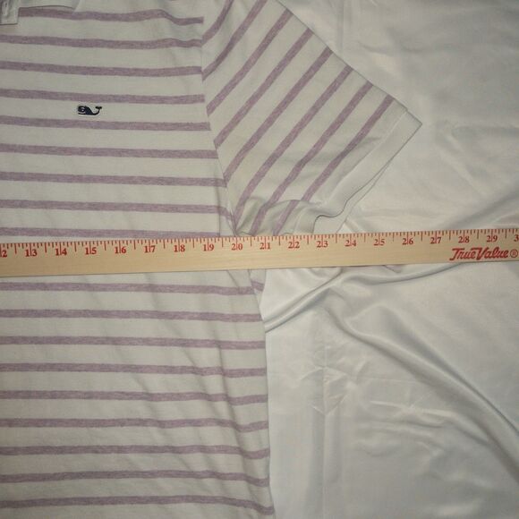 Vineyard Vines Men’s Polo Men’s Sz L Purple White Striped Edgartown Cotton Blend - Picture 3 of 7